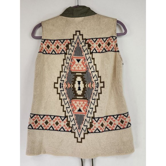 Medium Jackets & Blazers - Blue Pepper Vest Womens Medium Green Cinched Southwestern Aztec Cargo Sweater